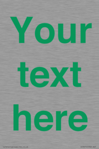 Custom blank information sign. Green text, plain background